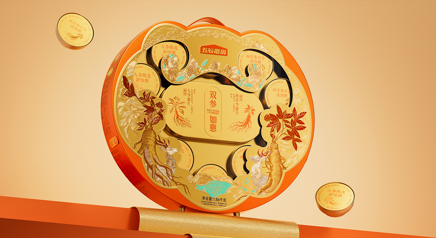 ?五谷磨房「雙參如意」禮盒設計 | 山姆會員新年輕養臻禮